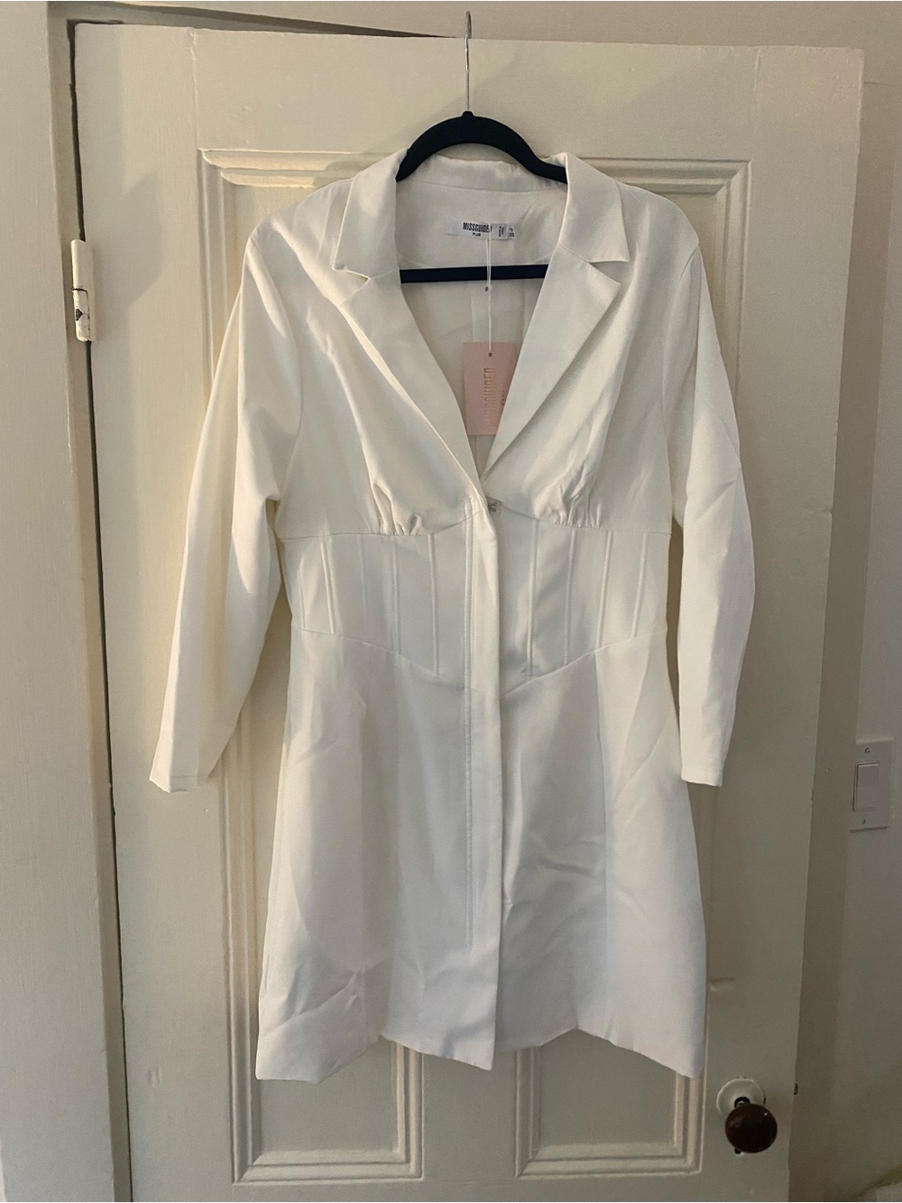 Missguided White Long Sleeve Blazer Dress